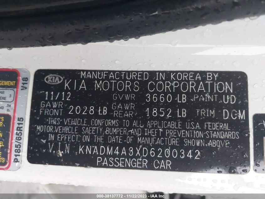 2013 KIA RIO LX - KNADM4A3XD6200342