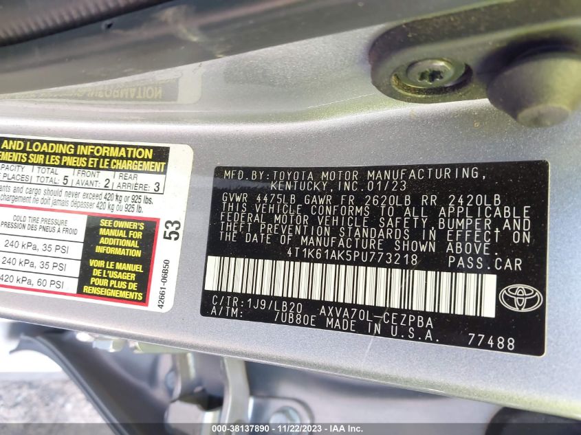 2023 TOYOTA CAMRY XSE - 4T1K61AK5PU773218