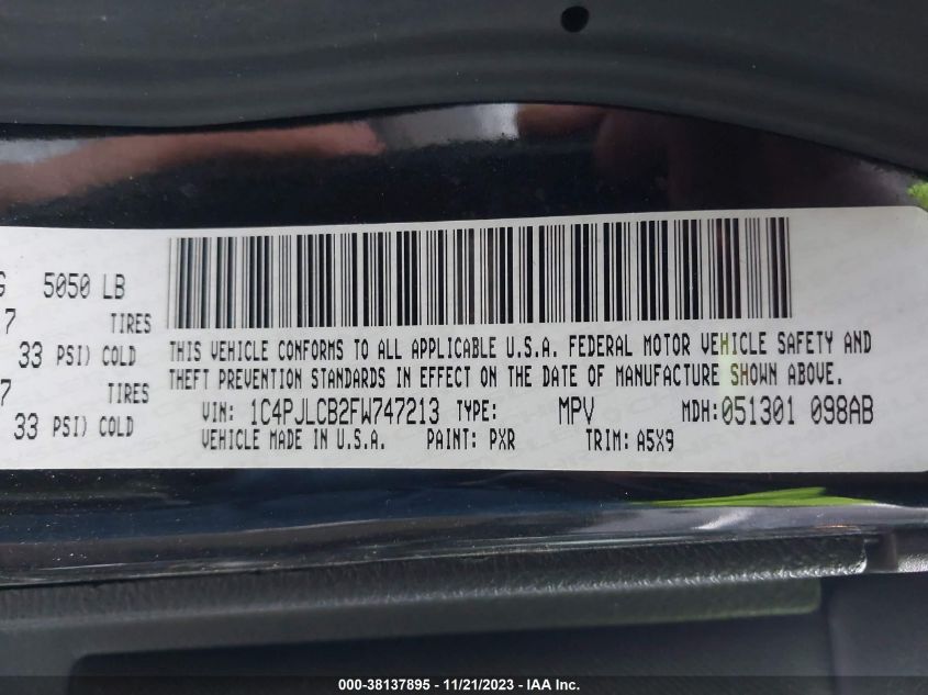 2015 JEEP CHEROKEE LATITUDE - 1C4PJLCB2FW747213