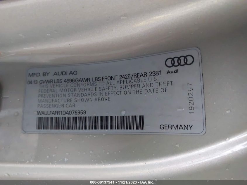 2013 AUDI A5 2.0T PREMIUM - WAULFAFR1DA076959