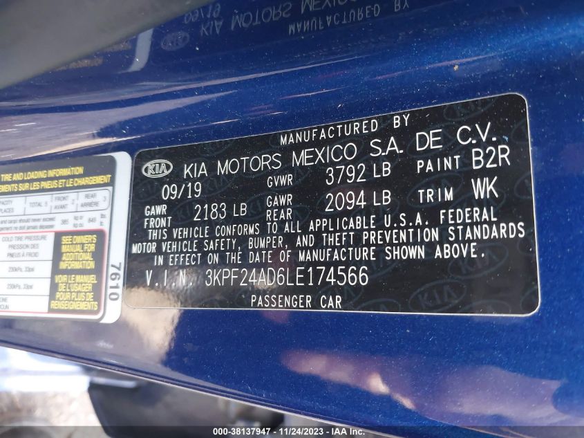 2020 KIA FORTE LXS - 3KPF24AD6LE174566