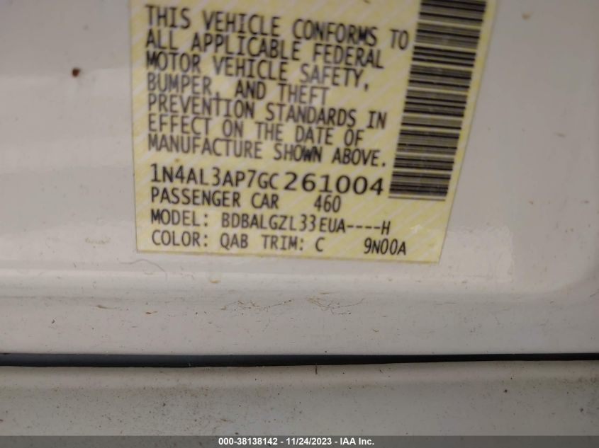 2016 NISSAN ALTIMA 2.5/S/SV/SL/SR - 1N4AL3AP7GC261004