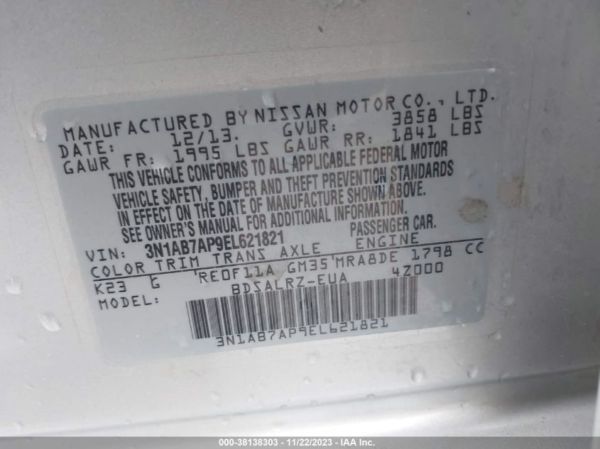 2014 NISSAN SENTRA SR - 3N1AB7AP9EL621821
