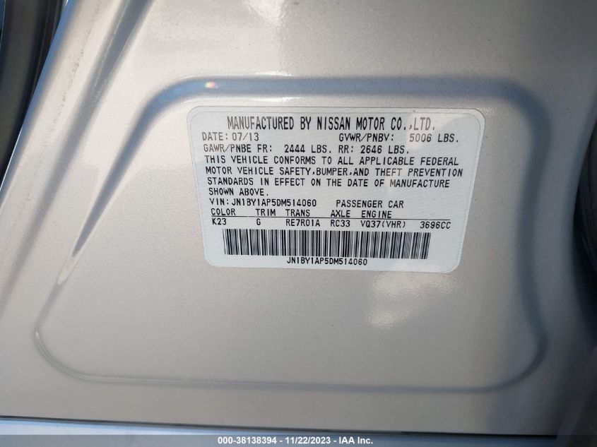 2013 INFINITI M37 JN1BY1AP5DM514060