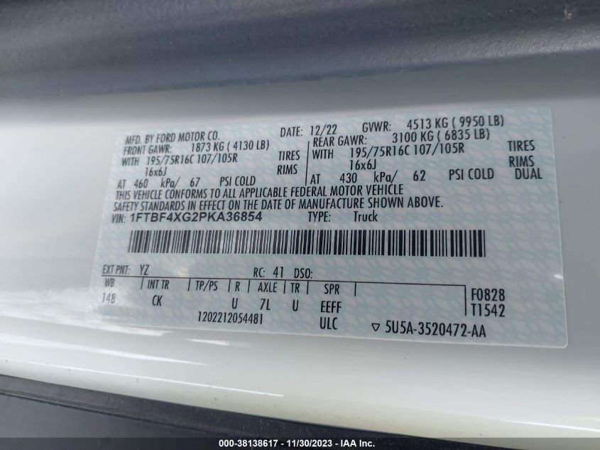 2023 FORD TRANSIT-350 CARGO VAN - 1FTBF4XG2PKA36854