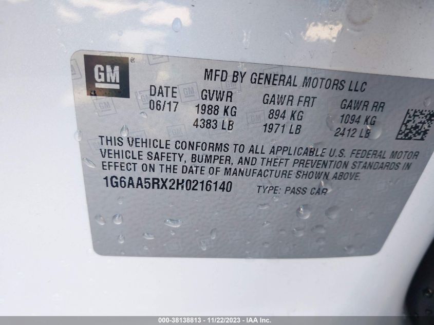 2017 CADILLAC ATS STANDARD - 1G6AA5RX2H0216140