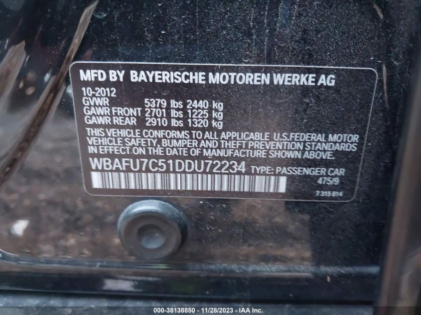 2013 BMW 535I XDRIVE - WBAFU7C51DDU72234