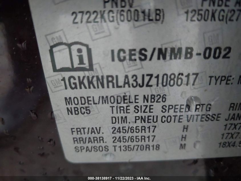 2018 GMC ACADIA SLE-1 - 1GKKNRLA3JZ108617