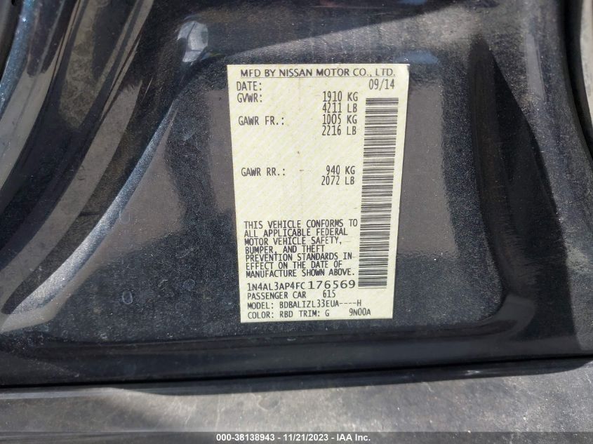 2015 NISSAN ALTIMA 2.5 SV - 1N4AL3AP4FC176569