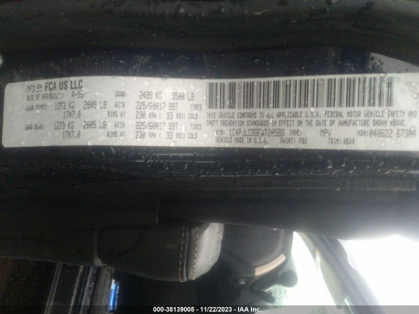 2015 JEEP CHEROKEE LATITUDE - 1C4PJLCS9FW720588