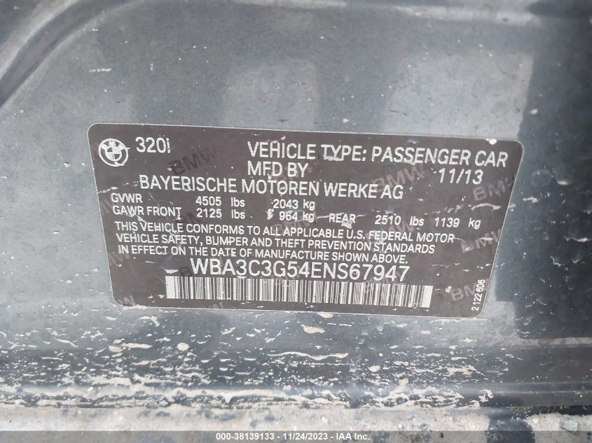 2014 BMW 320I XDRIVE - WBA3C3G54ENS67947
