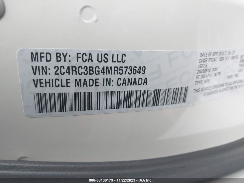 2021 CHRYSLER PACIFICA TOURING L AWD - 2C4RC3BG4MR573649