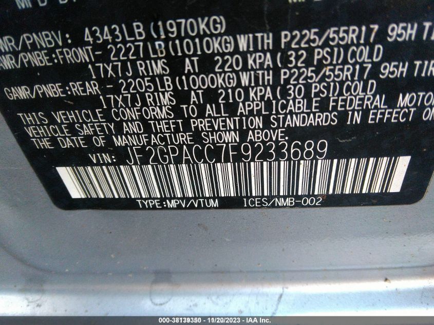 2015 SUBARU XV CROSSTREK PREMIUM - JF2GPACC7F9233689