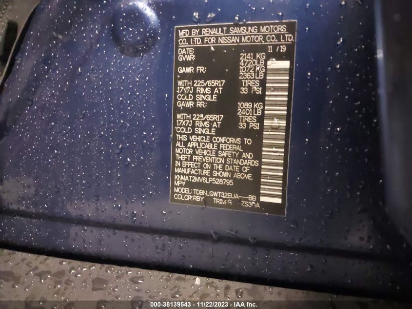 2020 NISSAN ROGUE S/SV - KNMAT2MV6LP528795