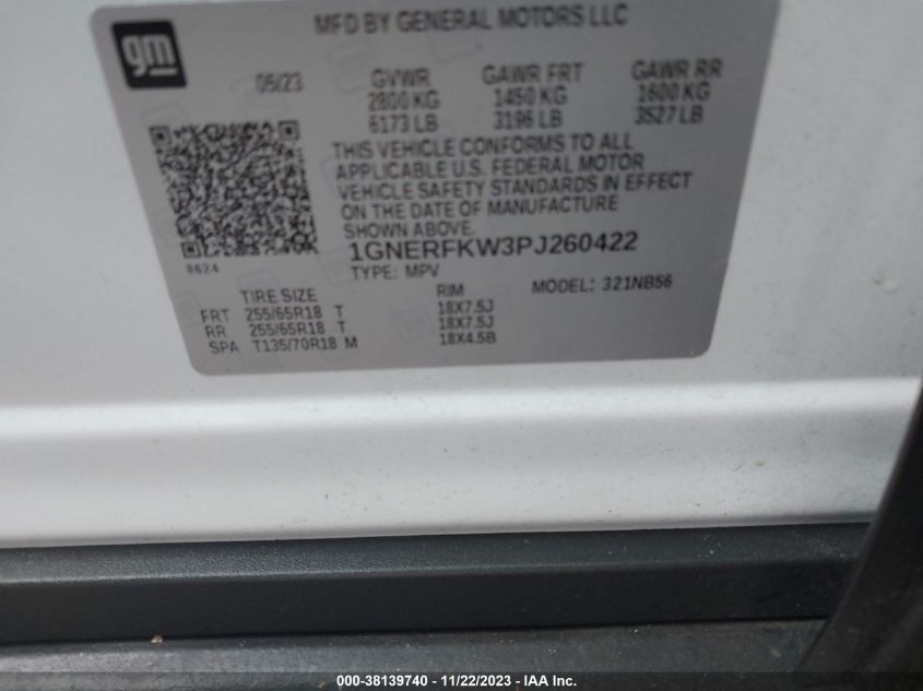 1GNERFKW3PJ260422 Chevrolet Traverse FWD LS 9