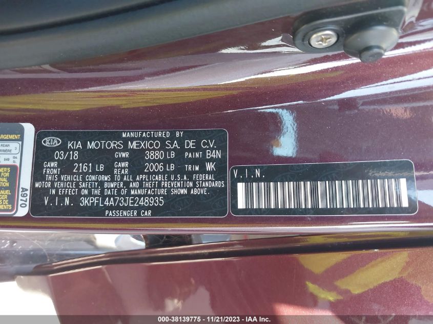 2018 KIA FORTE LX - 3KPFL4A73JE248935