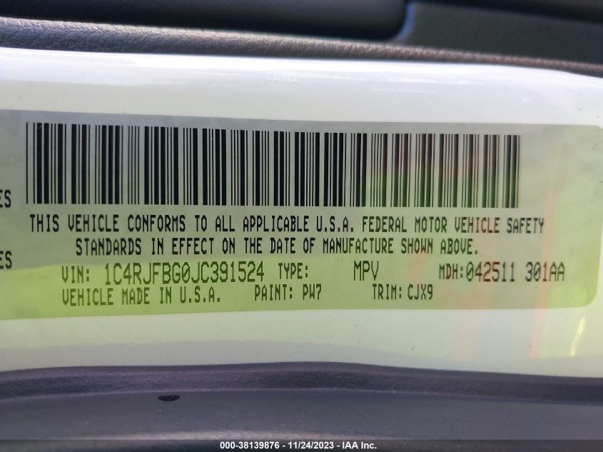 2018 JEEP GRAND CHEROKEE LIMITED 4X4 - 1C4RJFBG0JC391524