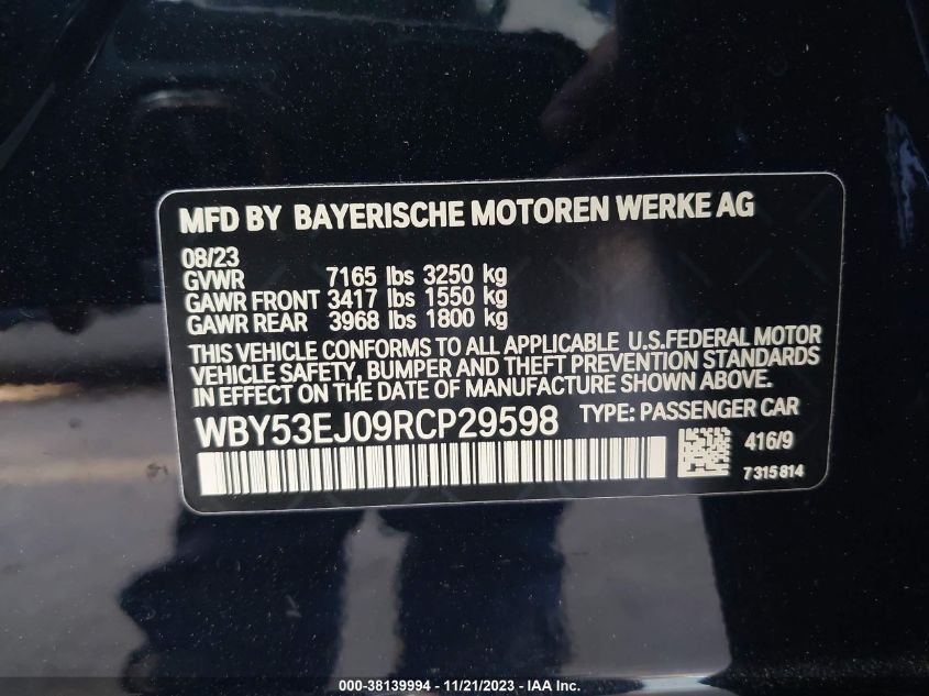2024 BMW I7 XDRIVE60 WBY53EJ09RCP29598