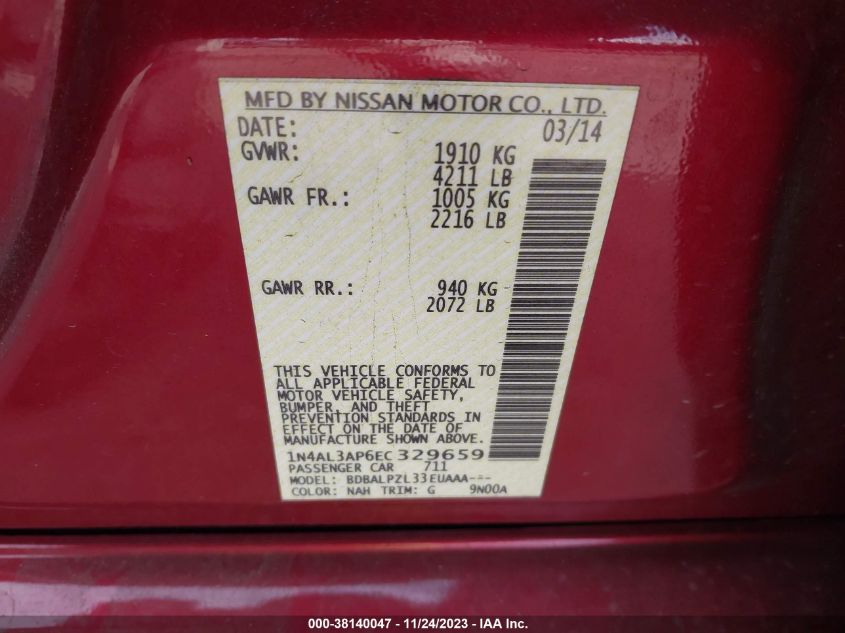 2014 NISSAN ALTIMA 2.5 - 1N4AL3AP6EC329659