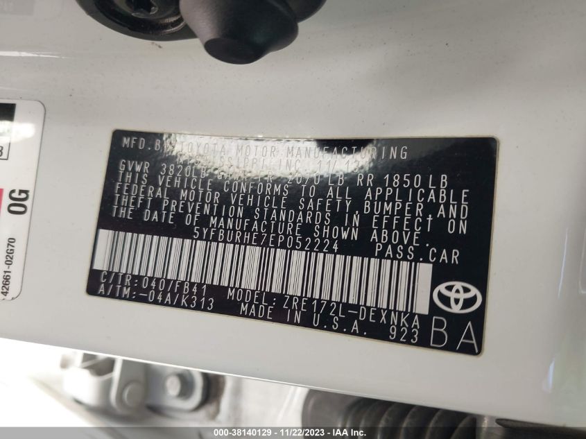 2014 TOYOTA COROLLA LE PLUS - 5YFBURHE7EP052224