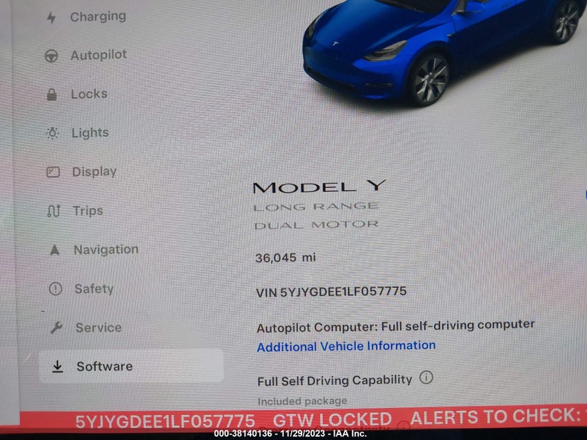 VIN 5YJYGDEE1LF057775 2020 TESLA MODEL Y