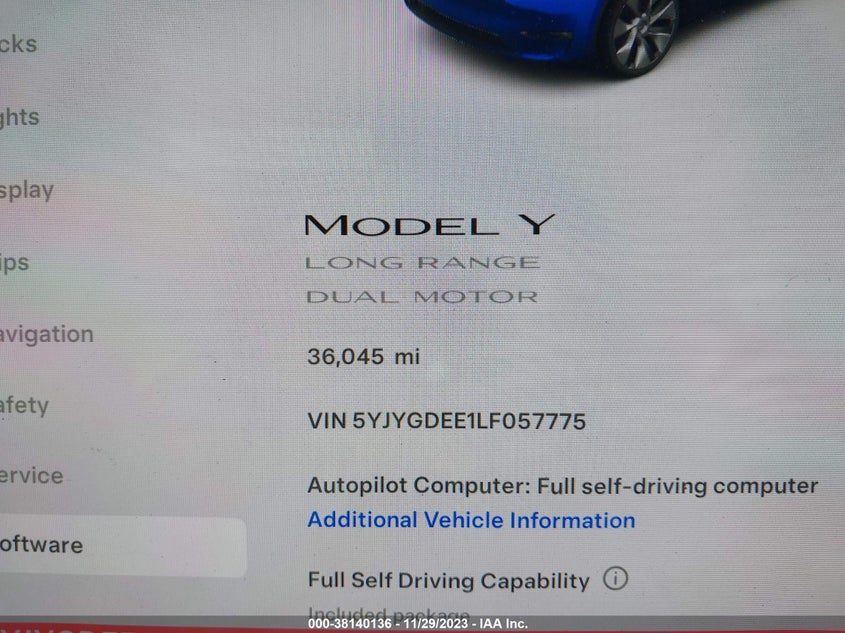 VIN 5YJYGDEE1LF057775 2020 TESLA MODEL Y