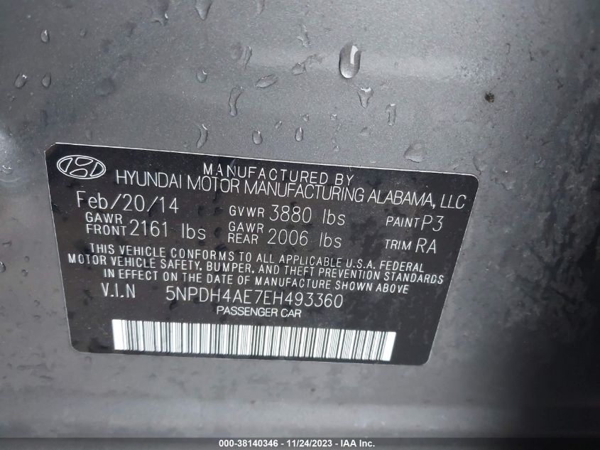 2014 HYUNDAI ELANTRA SE - 5NPDH4AE7EH493360