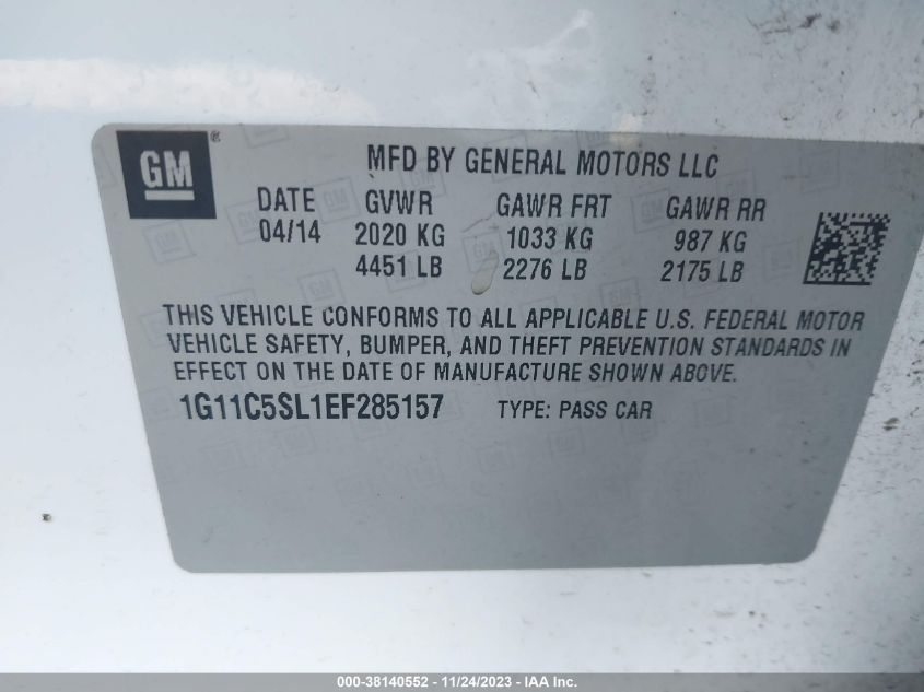 2014 CHEVROLET MALIBU 1LT - 1G11C5SL1EF285157