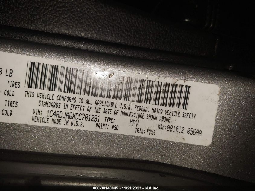 2013 DODGE DURANGO SXT - 1C4RDJAGXDC701291