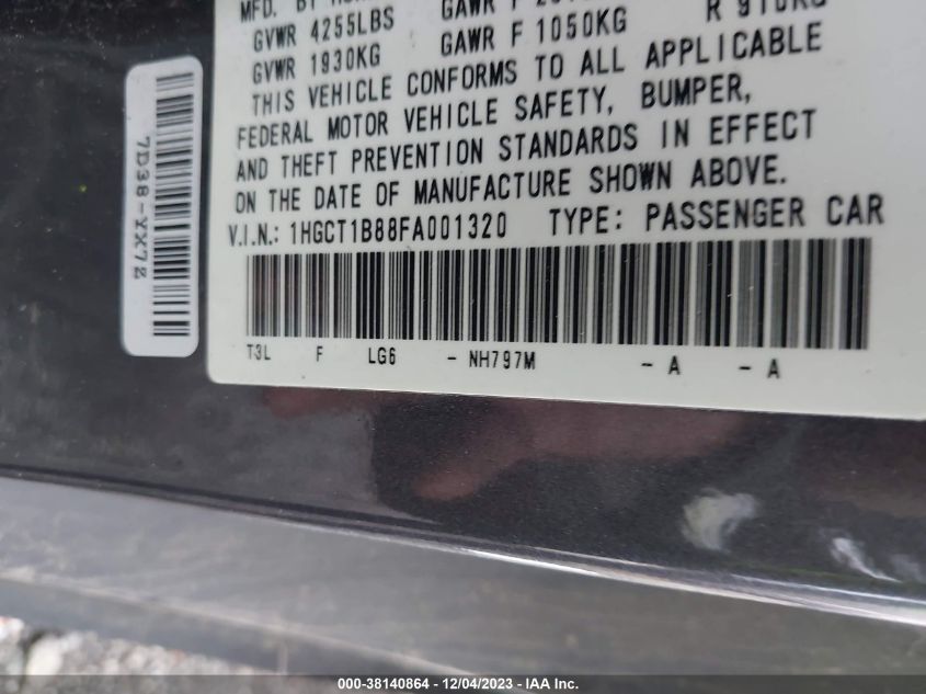 2015 HONDA ACCORD EX-L - 1HGCT1B88FA001320