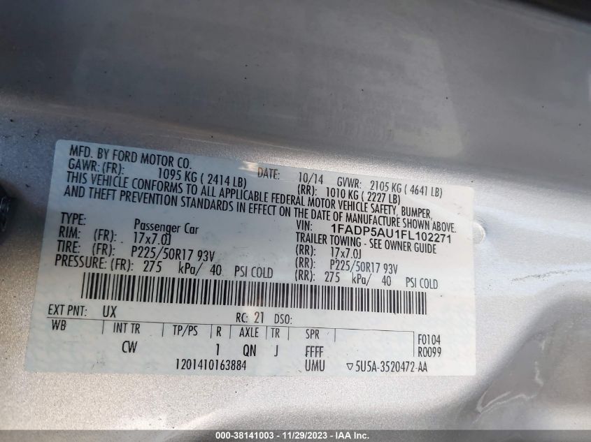 2015 FORD C-MAX HYBRID SE - 1FADP5AU1FL102271