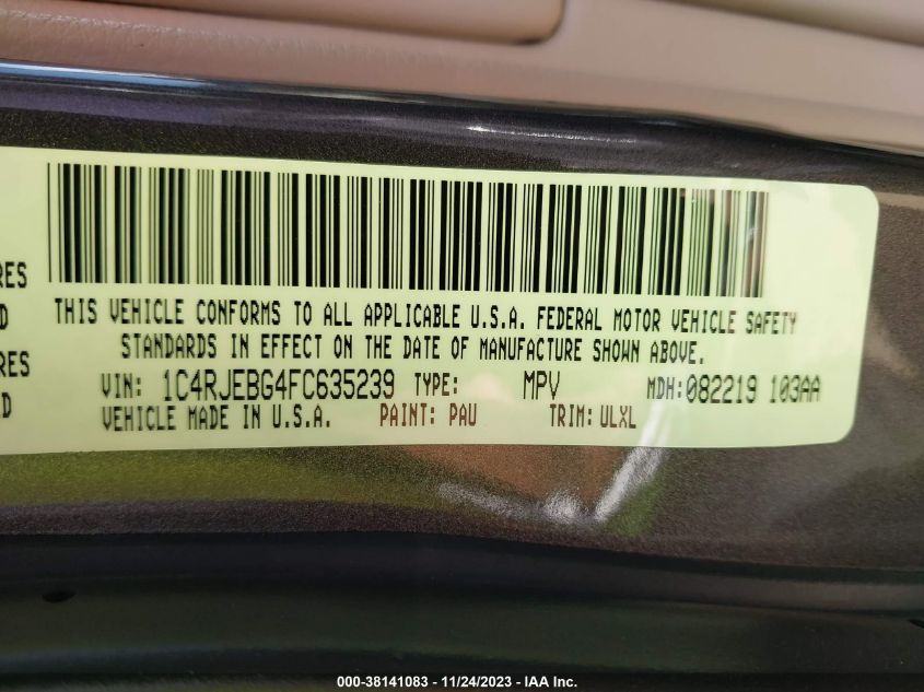 2015 JEEP GRAND CHEROKEE LIMITED - 1C4RJEBG4FC635239