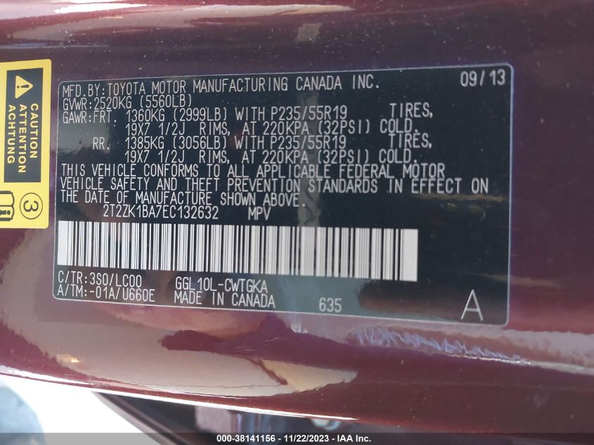 2014 LEXUS RX 350 - 2T2ZK1BA7EC132632