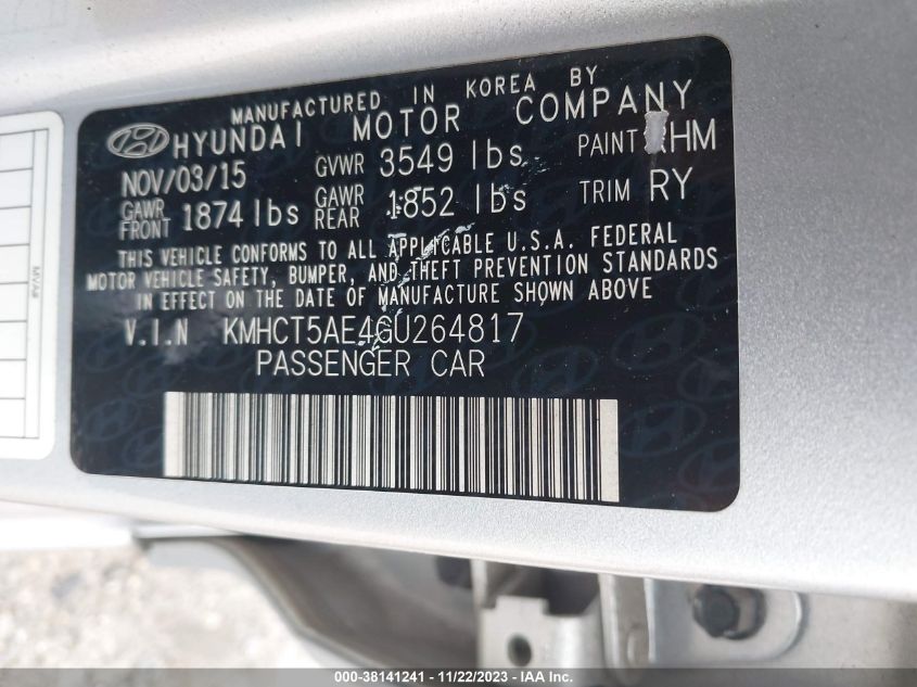 2016 HYUNDAI ACCENT SE - KMHCT5AE4GU264817