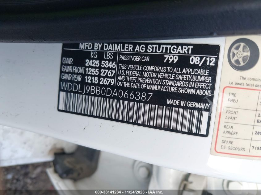 2013 MERCEDES-BENZ CLS 550 WDDLJ9BB0DA066387