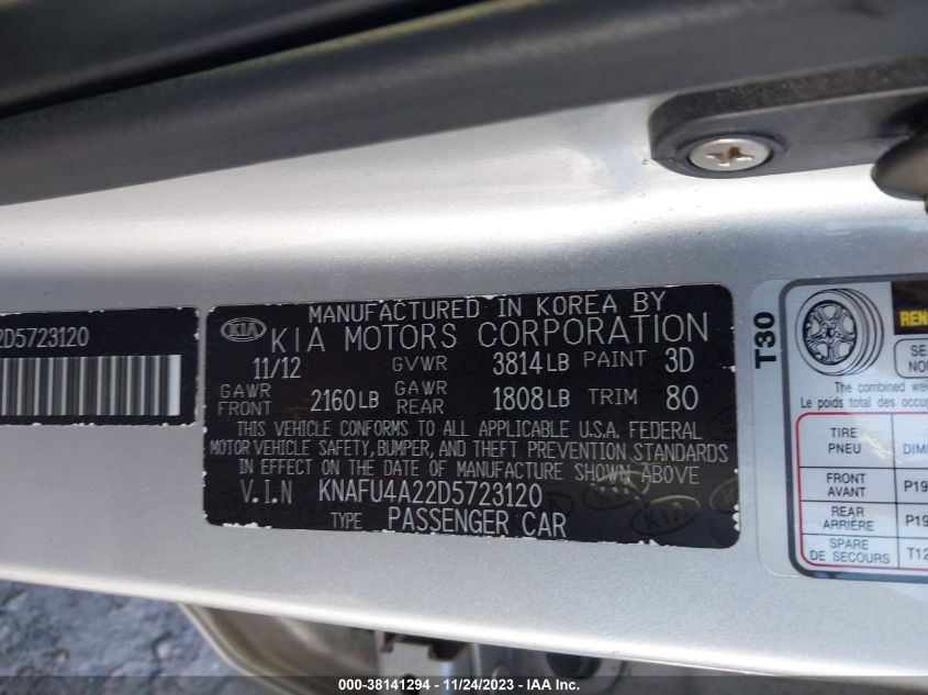 2013 KIA FORTE EX - KNAFU4A22D5723120