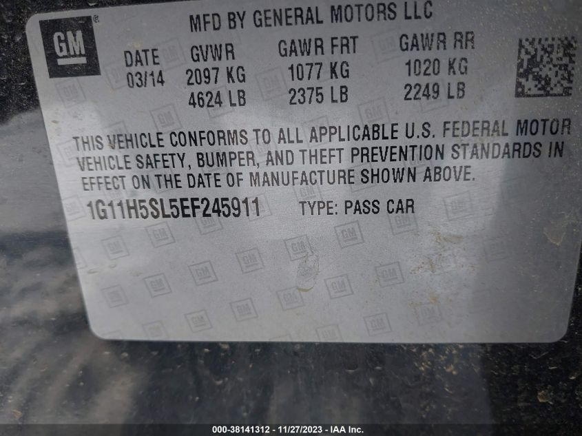 2014 CHEVROLET MALIBU LTZ - 1G11H5SL5EF245911