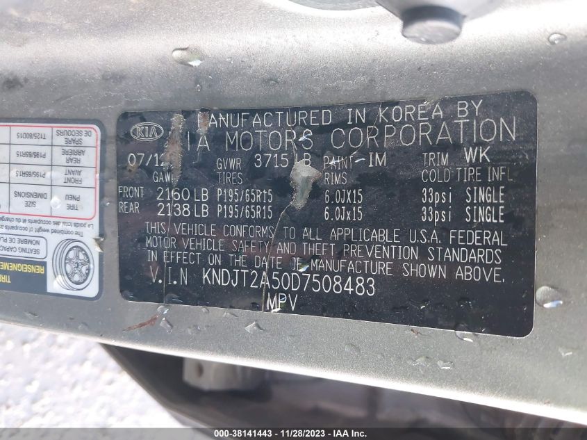 2013 KIA SOUL BASE - KNDJT2A50D7508483