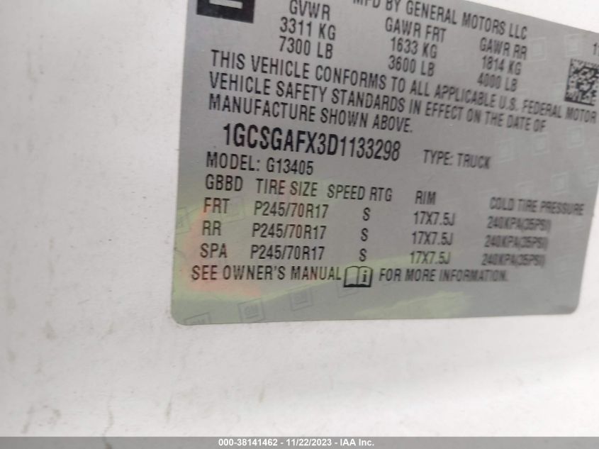 2013 CHEVROLET EXPRESS 1500 WORK VAN - 1GCSGAFX3D1133298