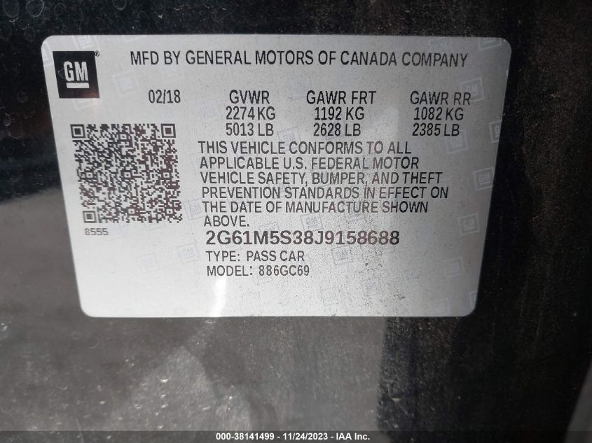 2018 CADILLAC XTS LUXURY - 2G61M5S38J9158688