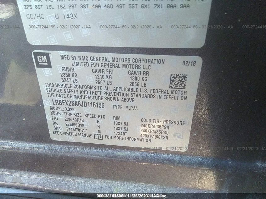 2018 BUICK ENVISION ESSENCE - LRBFX2SA6JD116156
