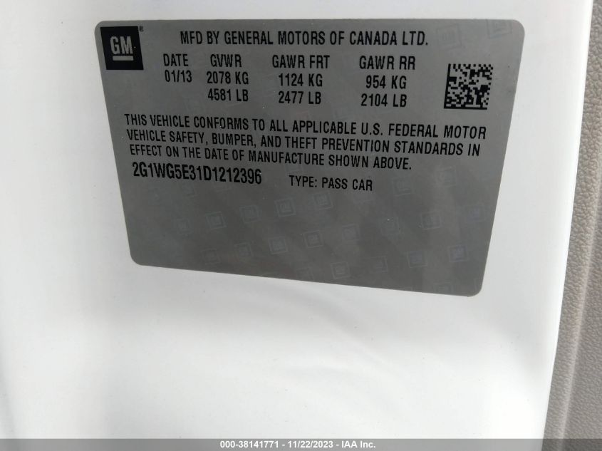 2013 CHEVROLET IMPALA LT - 2G1WG5E31D1212396