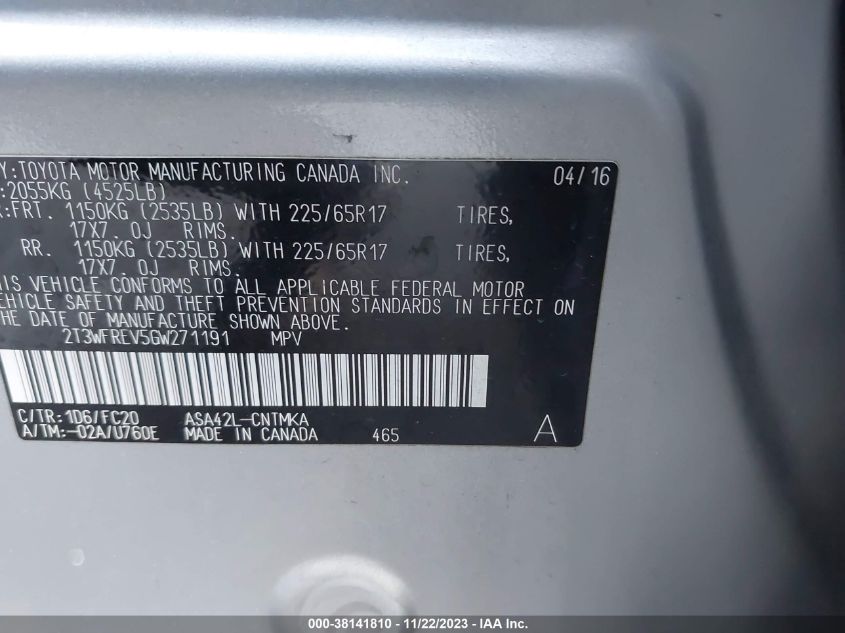 2016 TOYOTA RAV4 XLE - 2T3WFREV5GW271191
