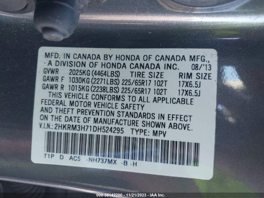 2013 HONDA CR-V EX-L - 2HKRM3H71DH524295