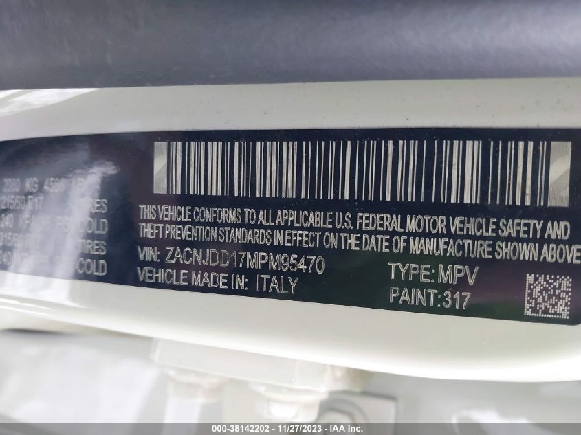 2021 JEEP RENEGADE LIMITED - ZACNJDD17MPM95470