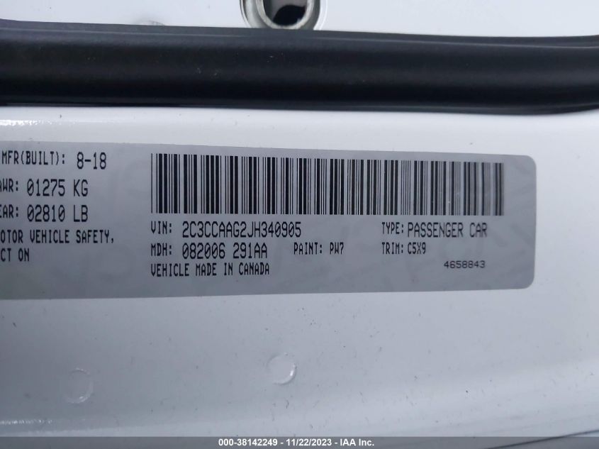 2018 CHRYSLER 300 TOURING - 2C3CCAAG2JH340905