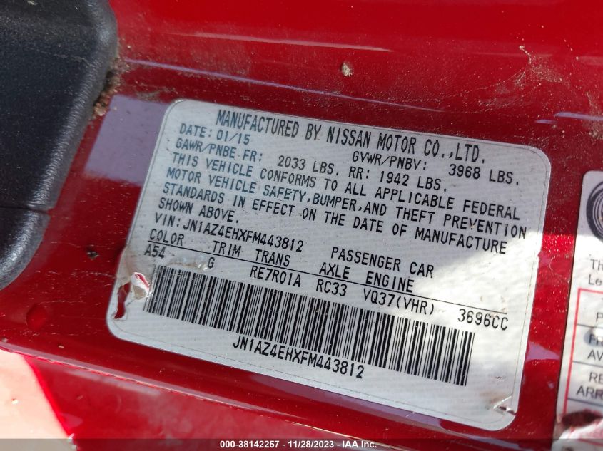 2015 NISSAN 370Z - JN1AZ4EHXFM443812