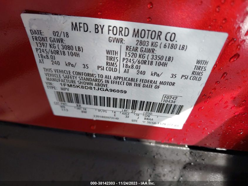 2018 FORD EXPLORER XLT - 1FM5K8D81JGA96059