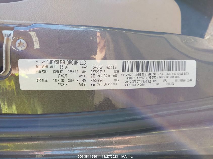 2015 DODGE GRAND CARAVAN SXT - 2C4RDGCG1FR548651
