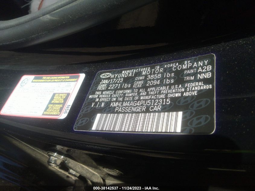 2023 HYUNDAI ELANTRA SEL - KMHLM4AG4PU512315